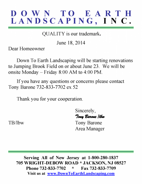 Down To Earth Landscaping Nj Down To Earth Landscaping Builders You Are Here Work Begin On Jumping Brook Ball Fields Neptune Township
