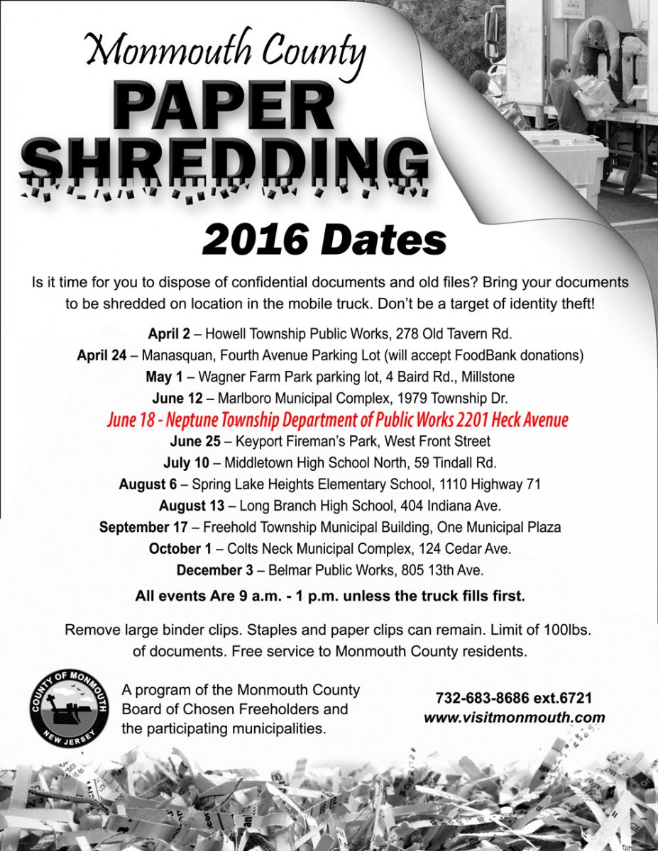 paper shredding neptune township shreading flyers
