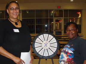 Presenter Arlene Green from Prevention First, greets T. Smith